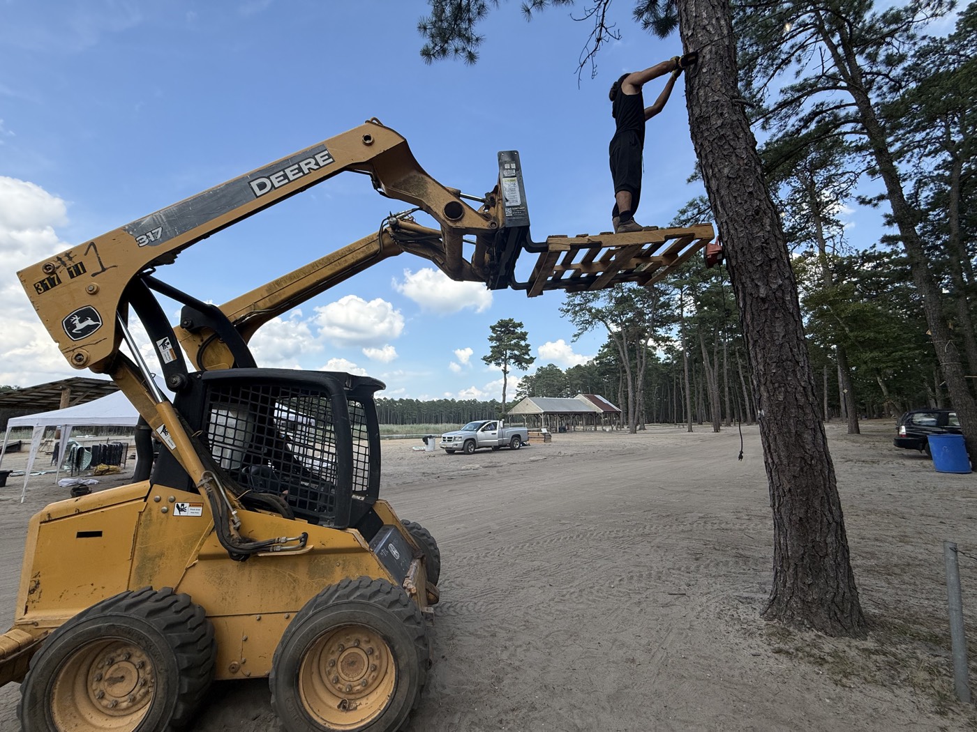 Skid steer working on a job site